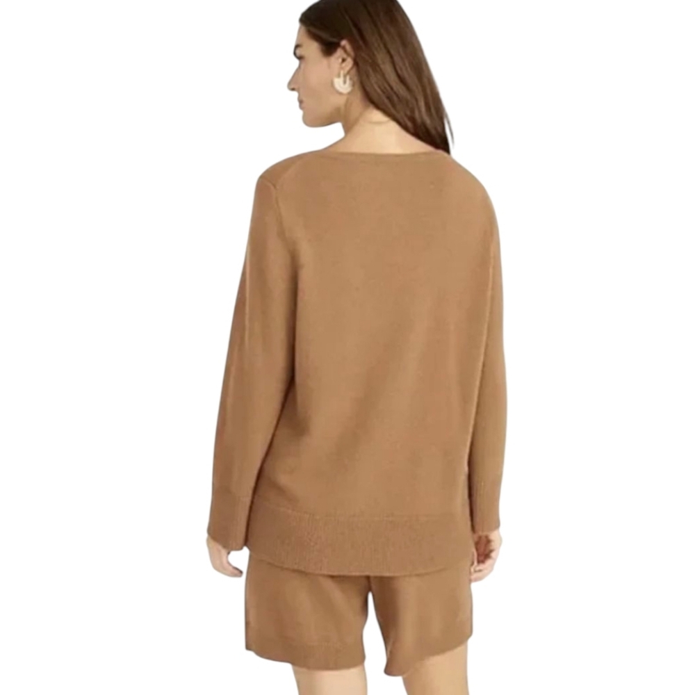 J.Crew Cashmere Wool‎ Recycled Blend Sweater Camel Tan Cozy Oversized L - Picture 5 of 12
